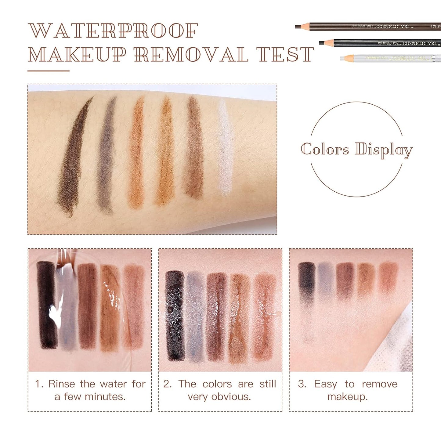 Waterproof Eye-Brows Pen-cil Set, Pull Cord Peel-off Eyebrow Pencil Microblading Eyebrow Pen Supplies Kit, White Eye-Liner Pencil and Eyebrows Tool Tattoo Makeup For Marking (5+1 Gray)