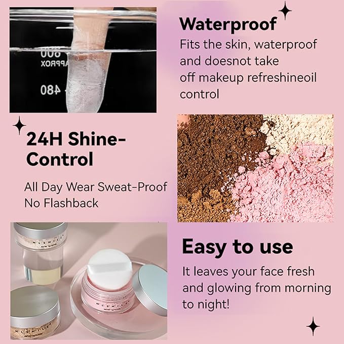 Oil Control Loose Powder Makeup Translucent Setting Powder Shimmer Long Lasting Lightweight Polvo Traslucido Maquillaje Para Mujer Face Powder Makeup - 01 White Shimmer