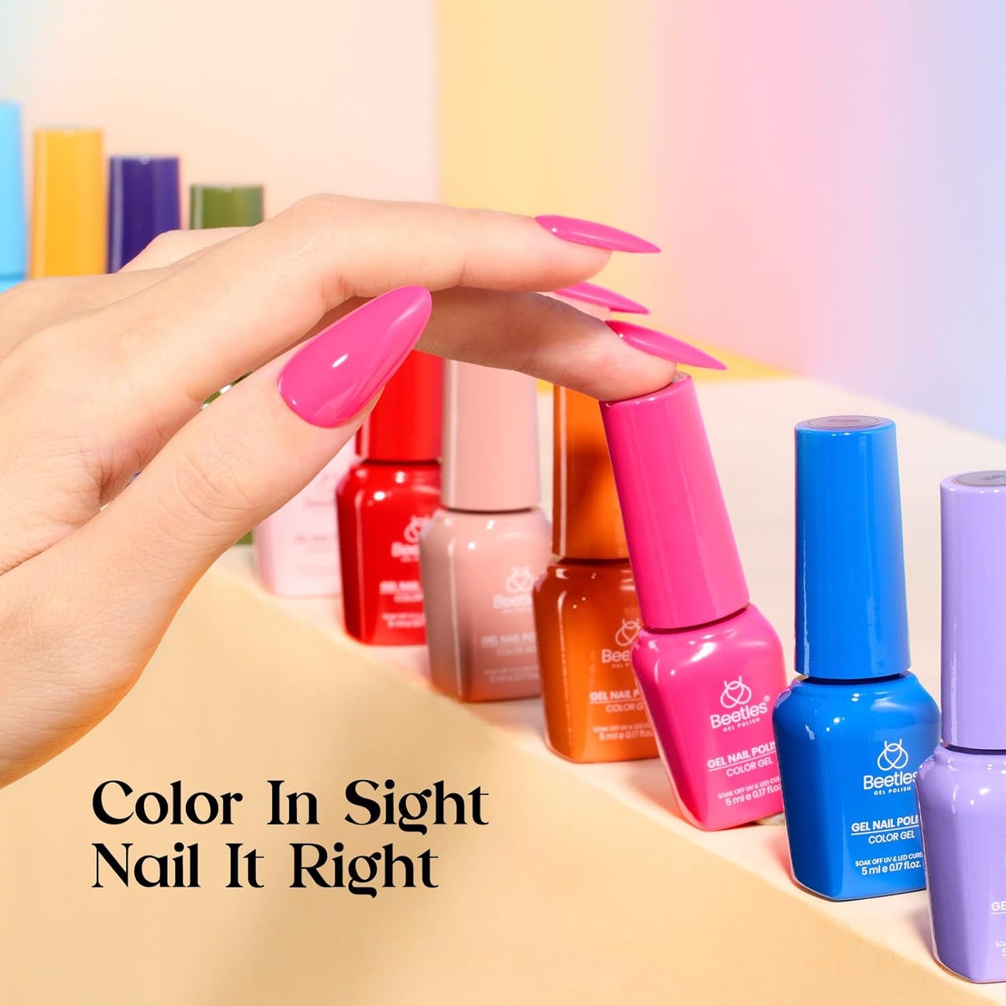 Beetles Gel Nail Polish Kit with U V Light - One Color One Bottle 45 Colors Gel Polish Kit 75 Pcs Gifts for Women Teen Girls with Top Base Coat Beauty Must Have DIY Salon Emotional Journey Collection