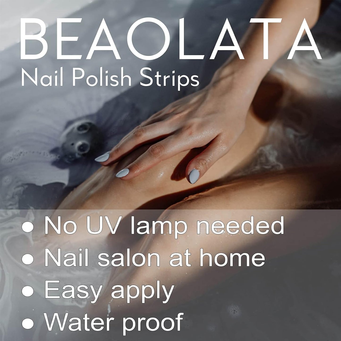 Nail Polish Strips, 32PCS Salon Quality Wraps, Long Lasting Gel Nail Stickers for Women Easy Apply& Remove (Picking Dark Blue)