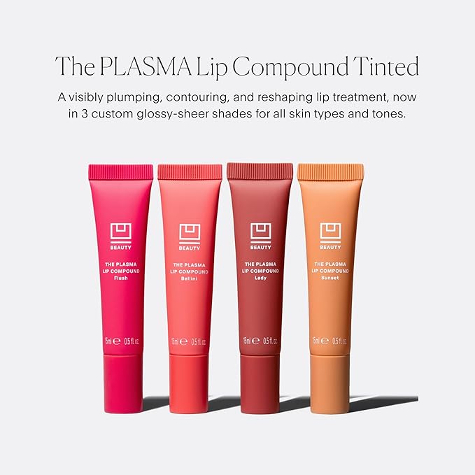 U Beauty The PLASMA Tinted Lip Compound - Anti-Wrinkle & Anti-Aging Treatment - Shimmery Plumping Lip Gloss, Hyaluronic Acid, Shea Butter, Salicylic Acid & Peptides Deeply Hydrate, Sunset - 15 mL