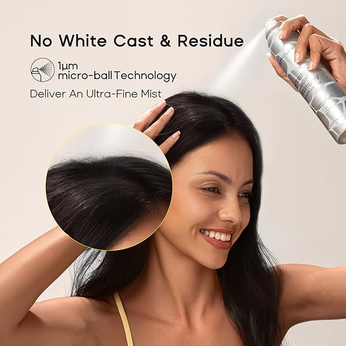 Dry Shampoo for Women, Travel Size Dry Shampoo Spray for Dark Hair Leaves No White Residue, Absorb Oils, Volumizing & Refresh Hair for 72 Hours, 2.03 Fl Oz