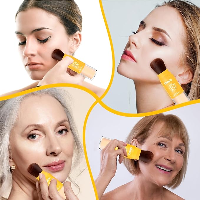 Mineral Sunscreen Setting Powder, SPF 35, Translucent Brush Setting Powder for Face, Long Lasting Oil Control Matte Loose Powder, Lightweight, Breathable (01# Translucent)