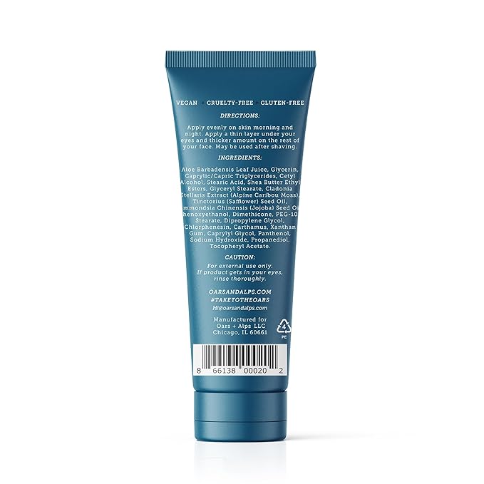 Oars + Alps Face Moisturizer and Eye Cream, Dermatologist Tested Skin Care Infused with Aloe Leaf Juice and Vitamin E, TSA Friendly, 2.5 Fl Oz, 2 Pack
