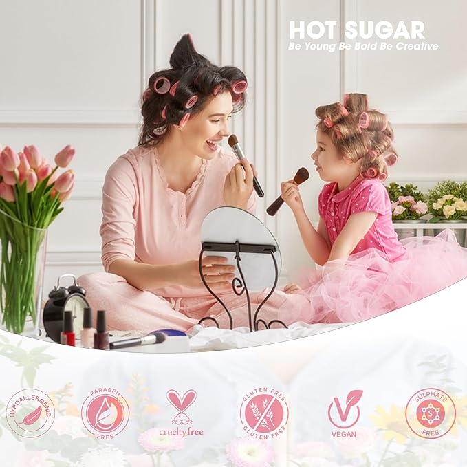 Hot Sugar Makeup Kit for Girls 10-12, Teen Girls Makeup Set for Beginners With Eye Shadow Palette, Blush, Lip Gloss, Brush, Mirror (Black Bubble)