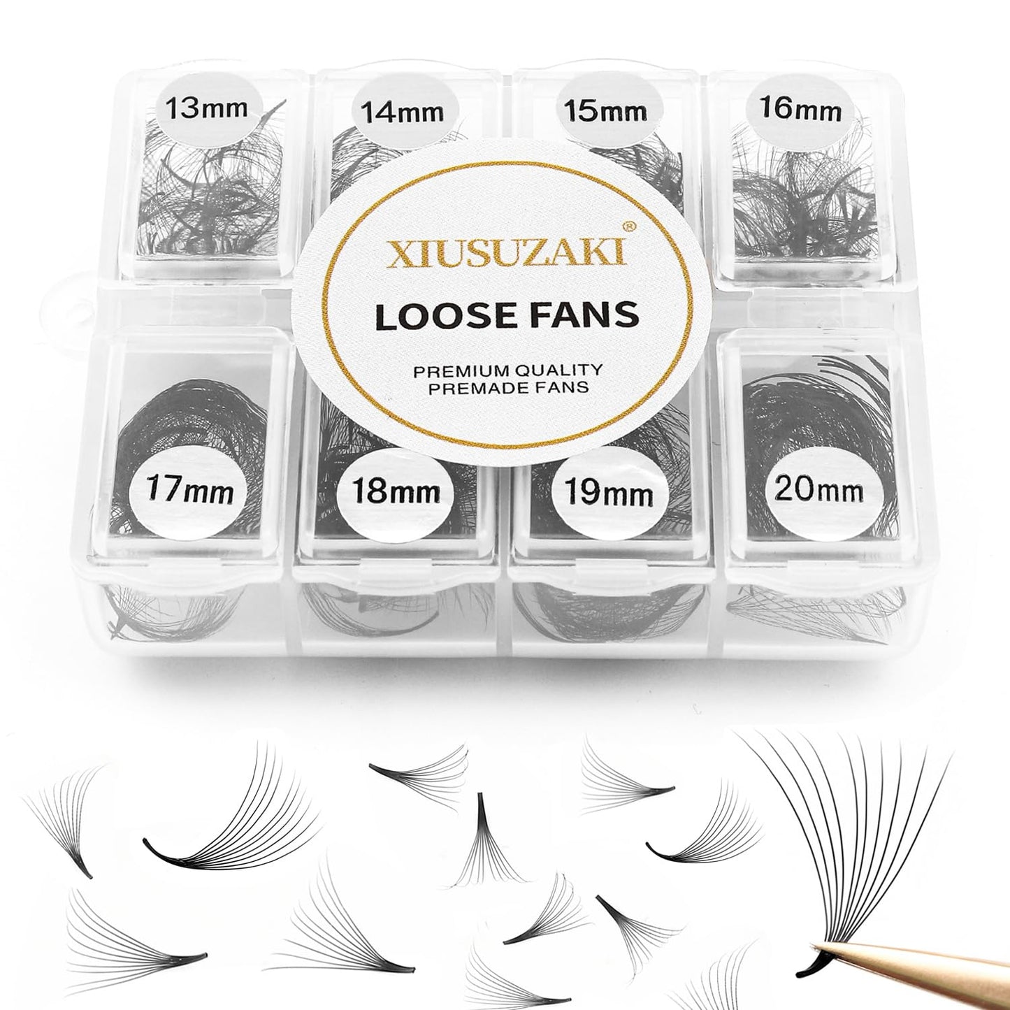 Premade Fans Eyelash Extensions - 600 Fans, 10D, 0.07mm Thickness, D Curl, Mix, Fluffy Soft, 13-20mm