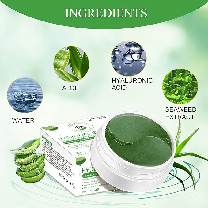 Under Eye Patches -30 Pairs, Collagen Eye Mask for Dark Circles, Puffy Eyes, Wrinkles Treatment, Aloe Eye Bags with Hyaluronic Acid and Collagen, Moisturizing & Anti-Aging