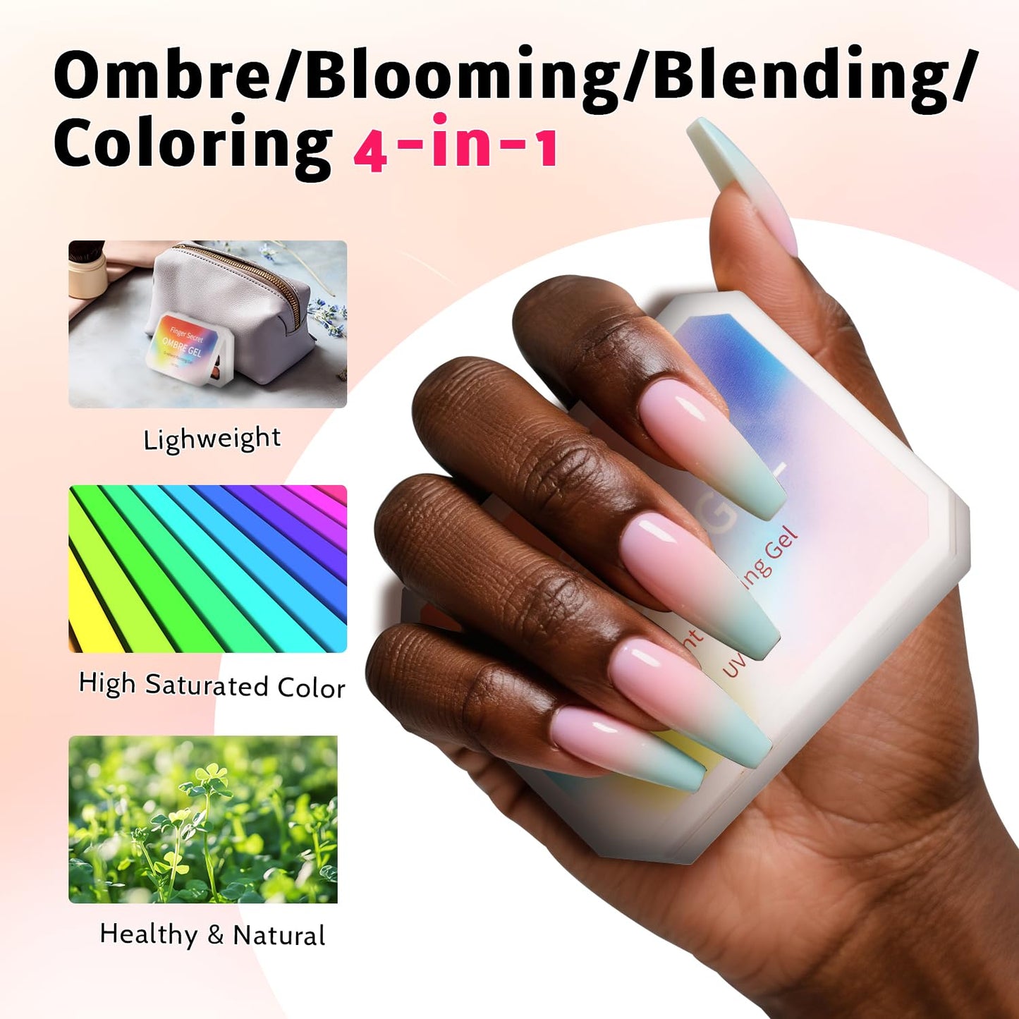 Sponge Pat Paint Nail Gel, 9 Colors Ombre Nails Gradient Gel Nail Blush Blooming Aura Nails Drawing Stripper Floral Painting Nail Art, No Wipe, UV/LED Curing (9 Colors M)