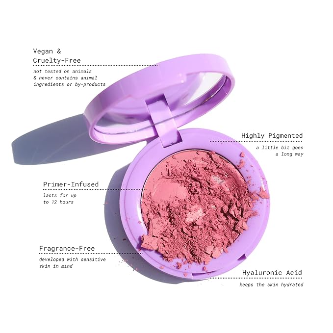Half Caked In Bloom Powder Blush | vegan & cruelty-free, fragrance-free, highly pigmented, primer-infused | 3.8g (Liv On Sunday)
