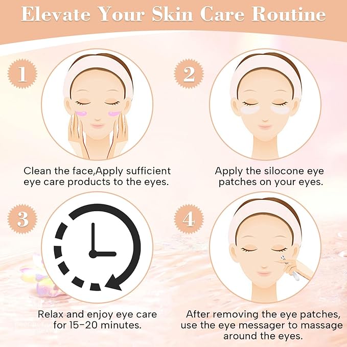 Under Eye Patches -2 Pairs Reusable Silicone Eye Patches to Boost Hydration, For Dark Circles, Plump Fine Lines & Wrinkles, with Tin Case
