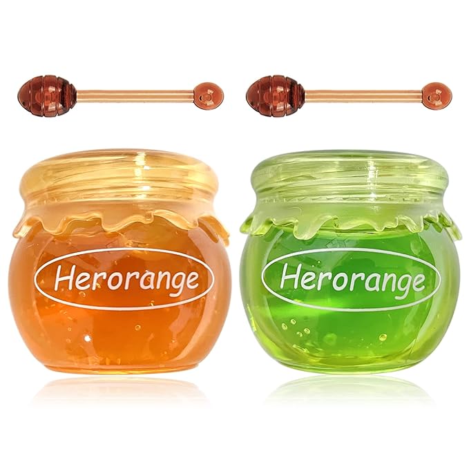 2PCS Bee Lip Balm Honey Pot,Honey Jam Lip Mask,Lip Exfoliating Bee Balm,Lip Exfoliating Bee Balm,Jelly Honey Pot Lip Mask,Hydrating & Prevention Dry and Cracked Lip Scrubs Exfoliator