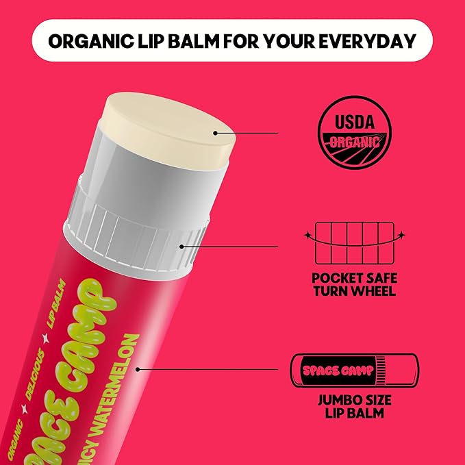 Wellness Jumbo Lip Balm - Juicy Watermelon Organic Flavored Balm (2 Pack)