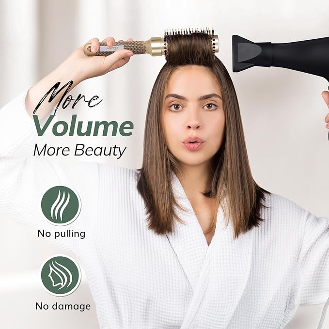 Round Brush for Blow Drying, Nano Thermal Ceramic & Ionic Tech Hair Brush with Boar Bristles, Professional Round Barrel Brush for Styling, Curling and Straightening by Sndyi (2.3Inch, Barrel 1.3 Inch)