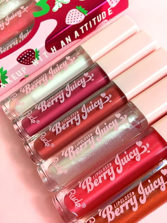 Rude Cosmetics Berry Juicy Lip Gloss - Flirty for Women - 0.14 oz Lip Gloss