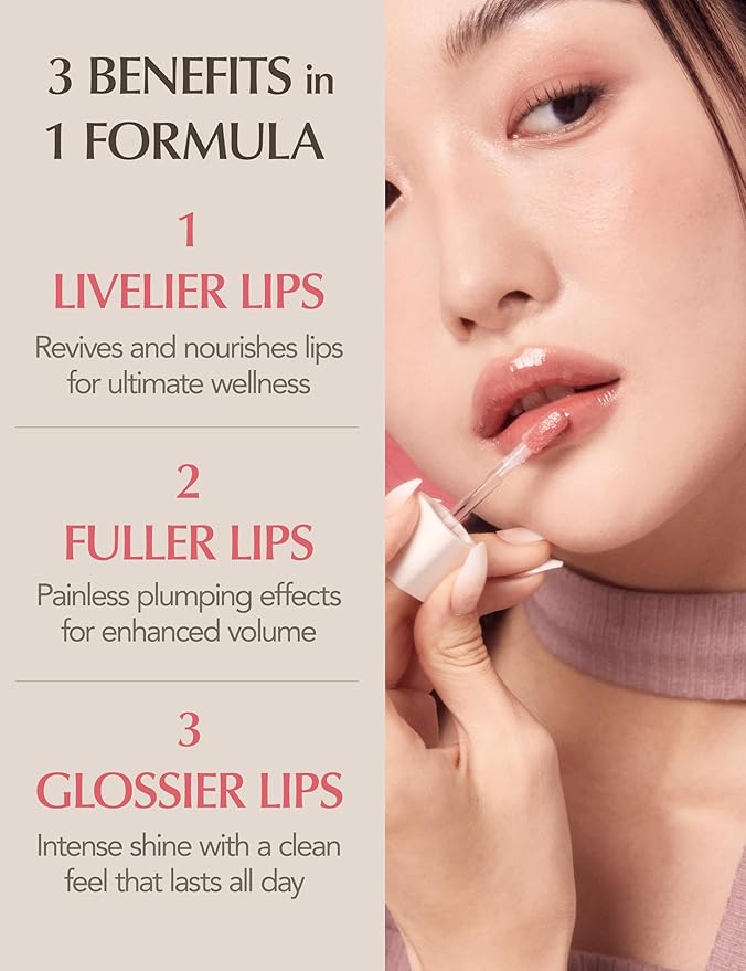 Natural Bloom Korean Lip Oil Serum 0.14 fl oz | Moisturizing Lip Booster Plumping Oil Tint Serum Enriched w/Camellia & Safflower Oils | Non-Irritating Color Changing Lip Oil (Pink Muhly)