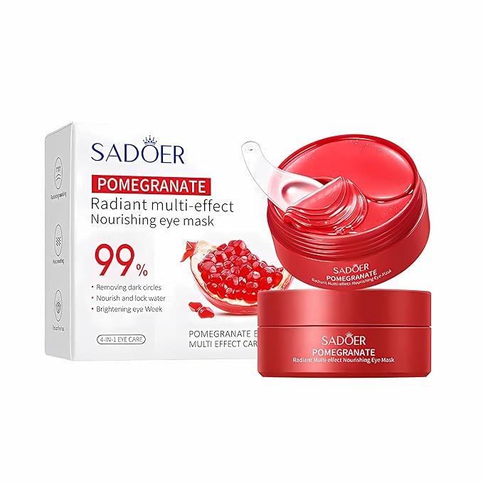 Under Eye Mask - 60 PCS Pomegranate Under Eye Patches for Puffy Eyes, Dark Circles, Eye Bag, Fine Lines and Wrinkles, Reduce Puffiness and Brightening Eye Patch, Eye Gel Pads, Eye Jelly Mask