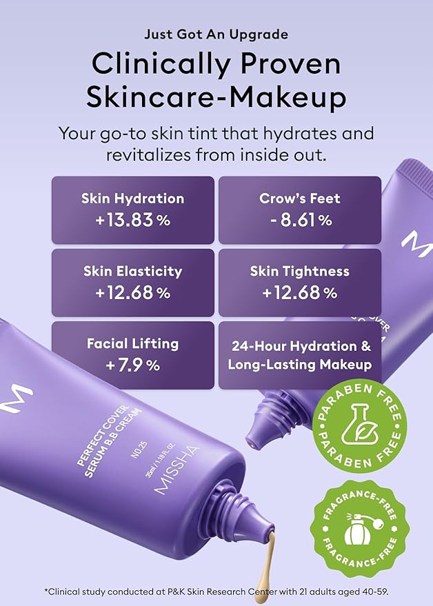 MISSHA M PERFECT COVER SERUM BB CREAM No.19 Ivory - Fair/Light with Warm Undertone, BB Cream by Cardi B Pick, Skin Tint, Tinted Moisturizer, Skin Care Foundation Makeup, Korean Makeup,1.18 Fl oz