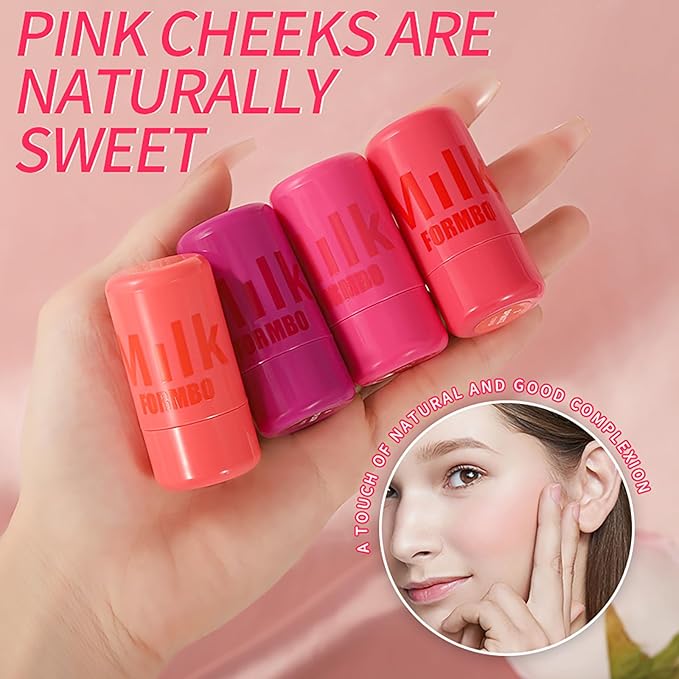 Cooling Water Jelly Tint Blush Makeup Blush Stick 3-in-1 Lip and Cheek Tint Stain Jelly Blush Multi-use Clear Glossy Gel Blush,0.18 Oz (4 Colors, 0.18 Oz)