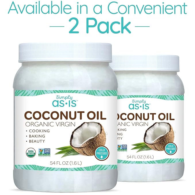 Simply as-is | Cold-Pressed & ﻿Organic Virgin | Unrefined | Coconut Flavor for Cooking & Baking | Deep Moisturizer for Beauty | 54 fl oz