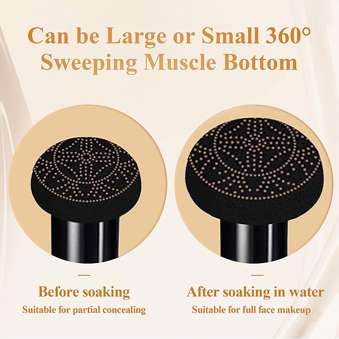 Mushroom Head Air Cushion CC Cream BB Cream Makeup Foundation Moisturizing Concealer Long Lasting Full Coverage Waterproof Foundation Makeup Even Skin Tone Makeup Base Primer (Buff Beige)