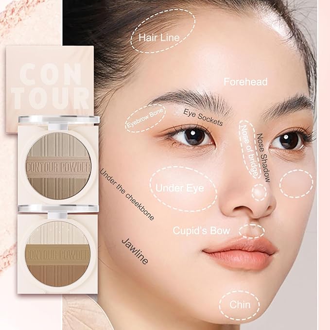 Contour Powder Makeup Palette Matte Face Sculpting Shading Silky Smooth Tone Tuning Flawless Pressed Powder Bronzer, 02 Grey Brown