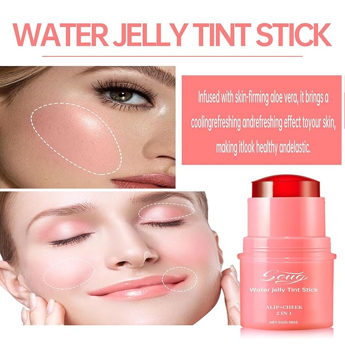 Milk Jelly Blush - Milk Blush - Sheer Cheek & Lip Stain，Long Lasting Milk Jelly Tint Have Transparent & Bright Colors (#3 coral)