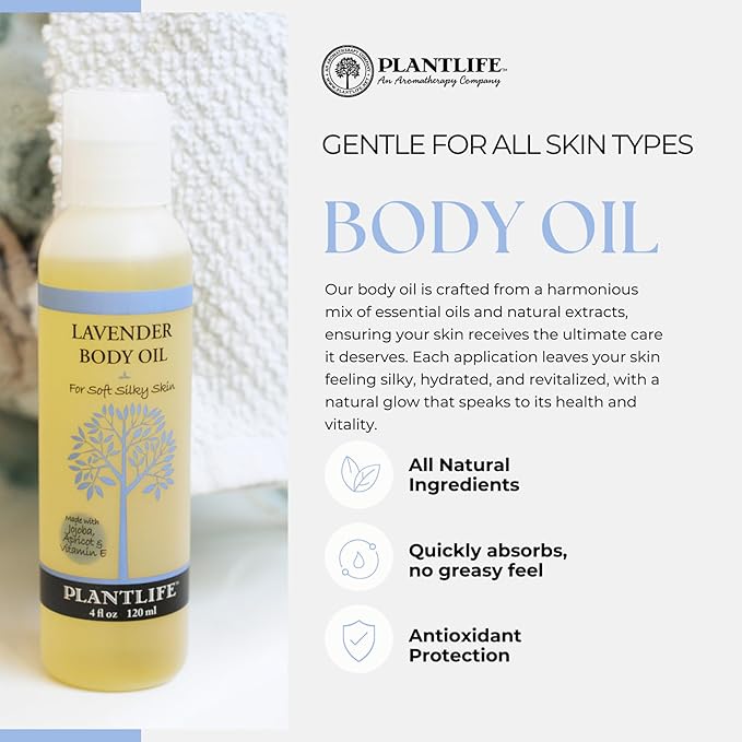 Plantlife Fresh Mint Body Oil - Moisturizing Natural Body Oil for All Skin Types - Nourishing Dry Skin and Making It Feel Soft and Silky for Women & Men - Bath, Body & Massage Oil - 4oz
