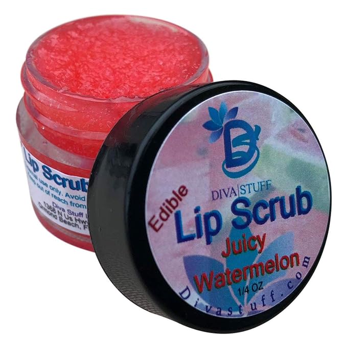 Diva Stuff Ultra Hydrating Lip Scrub for Soft Lips, Gentle Exfoliation, Moisturizer & Conditioner, Juicy Watermelon – ¼ oz (Made in the USA)