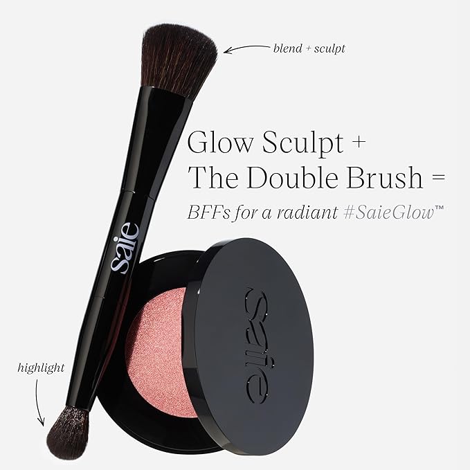 Saie Glow Sculpt Multi-Use Highlighter + Cream Blush - Lightweight with Hyaluronic Acid + Micropearl for Radiant, Glowing Skin - Quartzglow (.02 oz)