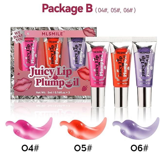3 Colors Lifter Gloss Set, Spicy Roll On Lip Plumping Booster Lip Gloss Glossy Lipstick, Hydrating, Volumizes, Fuller Lip Glass Mirror Lip Glaze,Plump&Pout Lip Plumper for Women Girls (B)