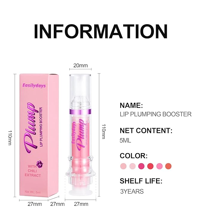 Lip Plumping Booster, Spicy Lip Lipstick, Lifter Gloss, Hydrating, Volumizes & High-Shine Lip Plumping Lip Glass Mirror Lip Glaze Lip Makeup, Plump & Pout Lip Plumper for Women Girls (#02)