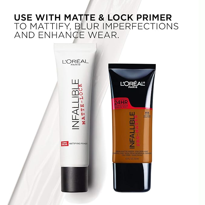 L'Oreal Paris Cosmetics Makeup Infallible Pro-Matte Liquid Longwear Foundation, Ivory Buff, 1 fl oz.