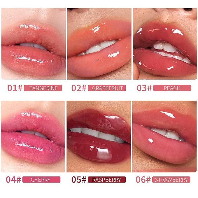 Lip Plumper Raspberry (0.19 Fl. Oz.) Lip Gloss Natural Lip Oil 2in1 Lip Care Serum for Beautiful Fuller-Looking Lips, Hydrating & Reduce Fine Lines,Tangerine