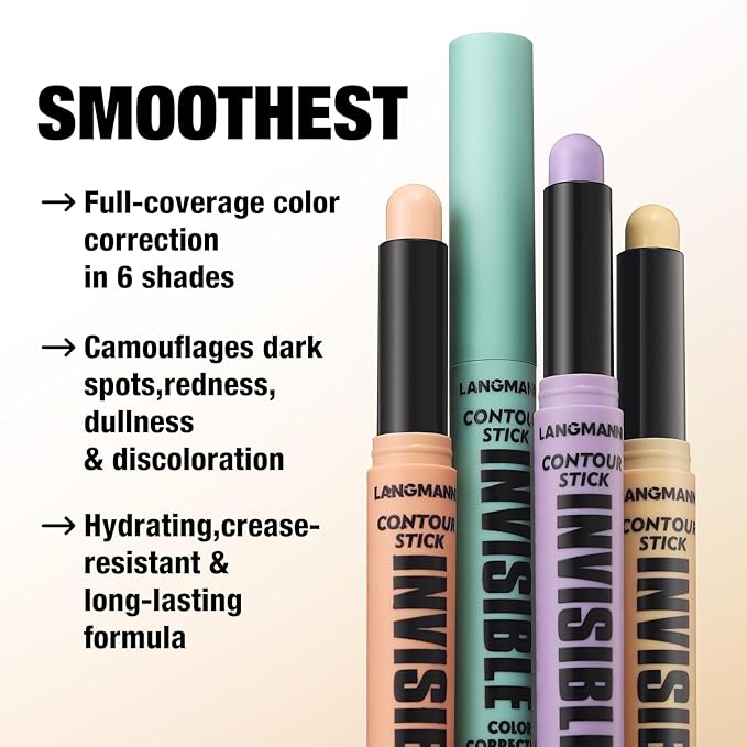 LANGMANNI Multi-Use Face Contour Stick,Highlighter & Concealer Stick, Combo Use For Correcting Color Balancing (#02+#03+#04+#06, 4 Count (Pack of 1))