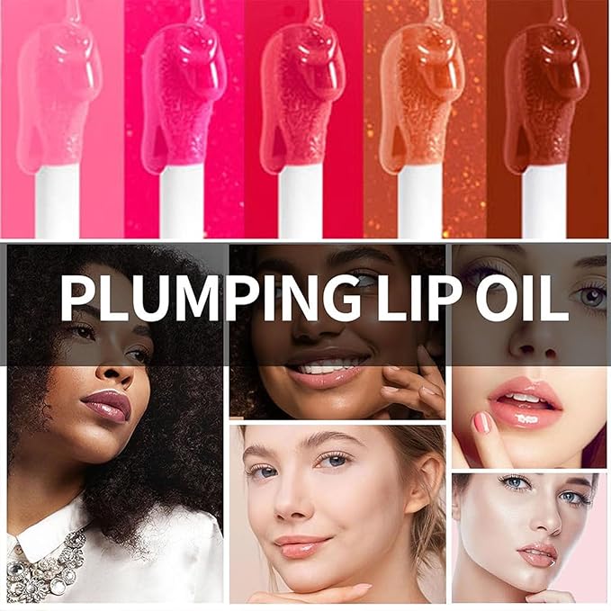 Hydrating Lip Glow Oil, Lip Oil Gloss Transparent Toot Tinted Nourishing Long Lasting Repairing Lightening Lip Lines (CHERRY) 0.2 OZ