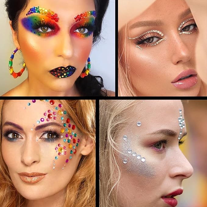 Flat Back Rhinestone Kits Colorful Rhinestones+Transparent White Gems With Picker Pencil And Tweezer For Home DIY And Professional Nail Art