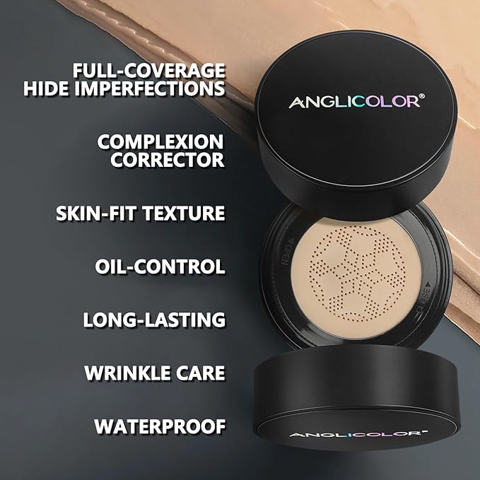 Mushroom Head Air Cushion CC Cream Strong Concealer 2PC,Face Makeup Cushion Foundation Long Lasting,Moisturizing BB Cream Makeup Base Primer Even Skin Tone for All Skin Types (2PC 02, 200g)