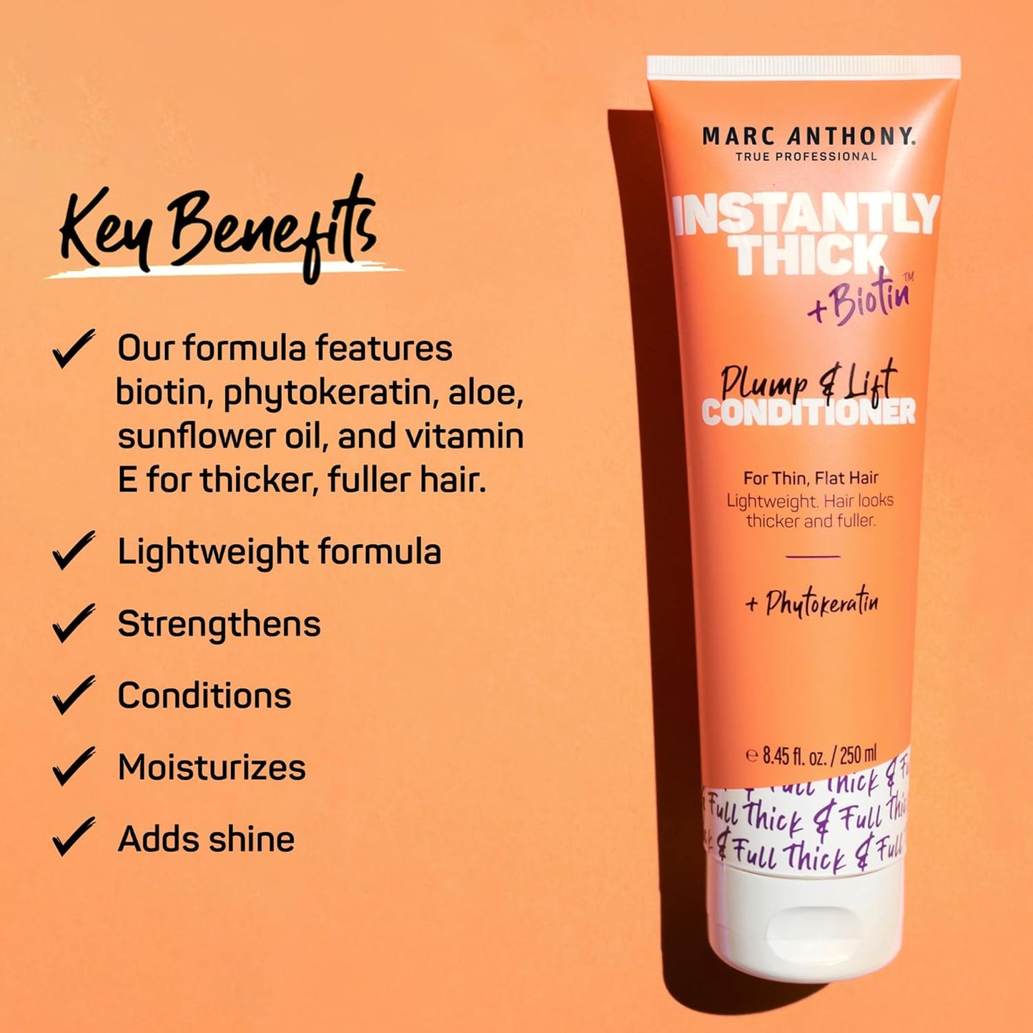 Marc Anthony Instantly Thick Biotin Conditioner, 8.45 oz - Volumizing & Moisturizing Hair Product for Thin, Flat or Dry Hair - Paraben-free, Sulfate-free, Phthalate-free