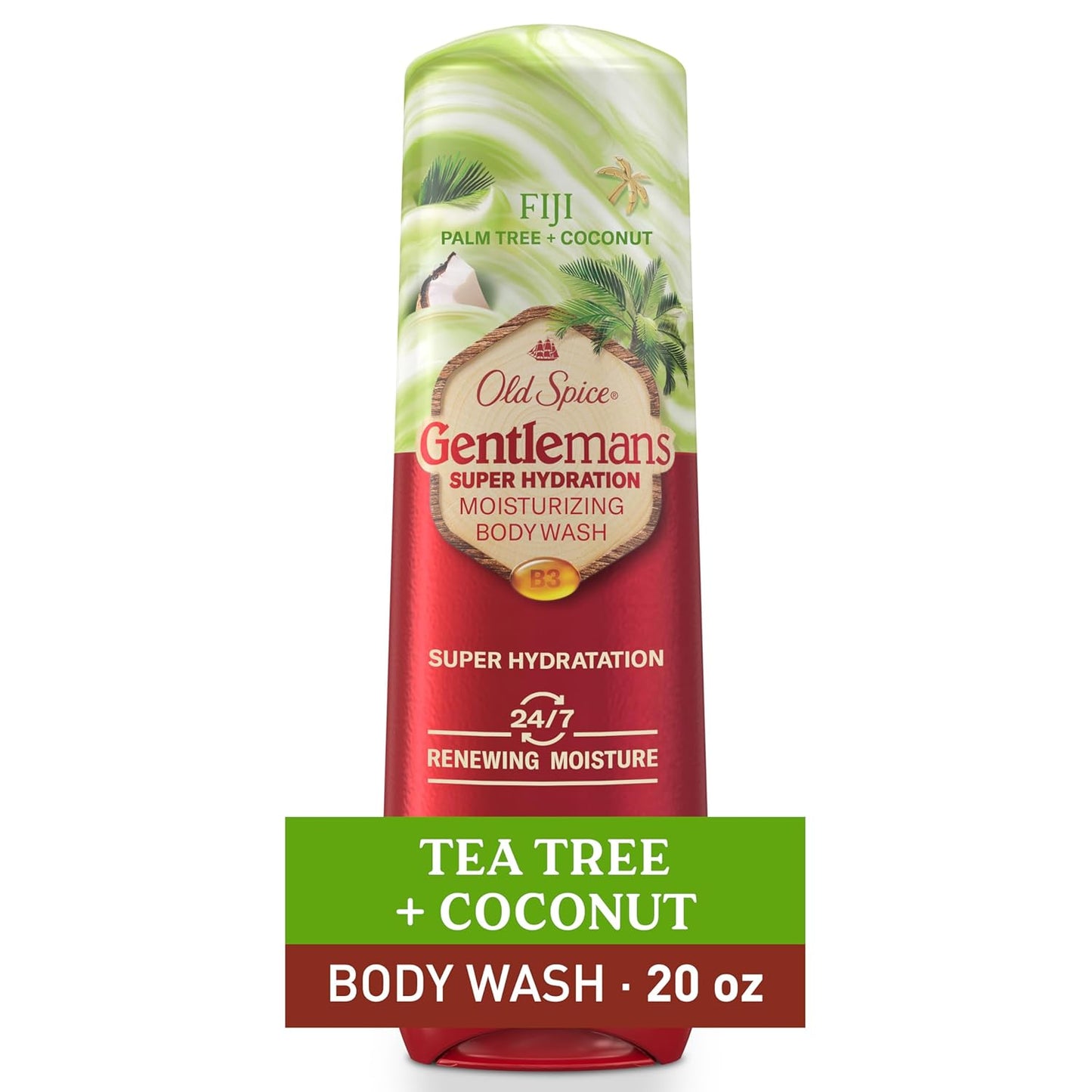 Old Spice Body Wash GentleMan’s Super Hydration for Men, 24/7 Renewing Moisture, Gentle on Skin with Skin Conditioners, Fiji with Palm Tree + Coconut Scent, 20 oz