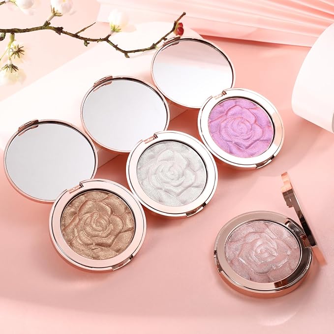 Highlighter Makeup, Cream Highlighter, Face Highlighter, Long Lasting Glitter Highlighter Makeup Palette - Purple Highlighter Makeup