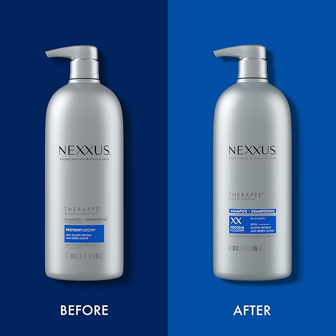 Nexxus Therappe Moisturizing Shampoo Ultimate Moisture for Dry Hair Silicone-Free, Moisturizing ProteinFusion with Elastin Protein and Green Caviar 33.8 oz