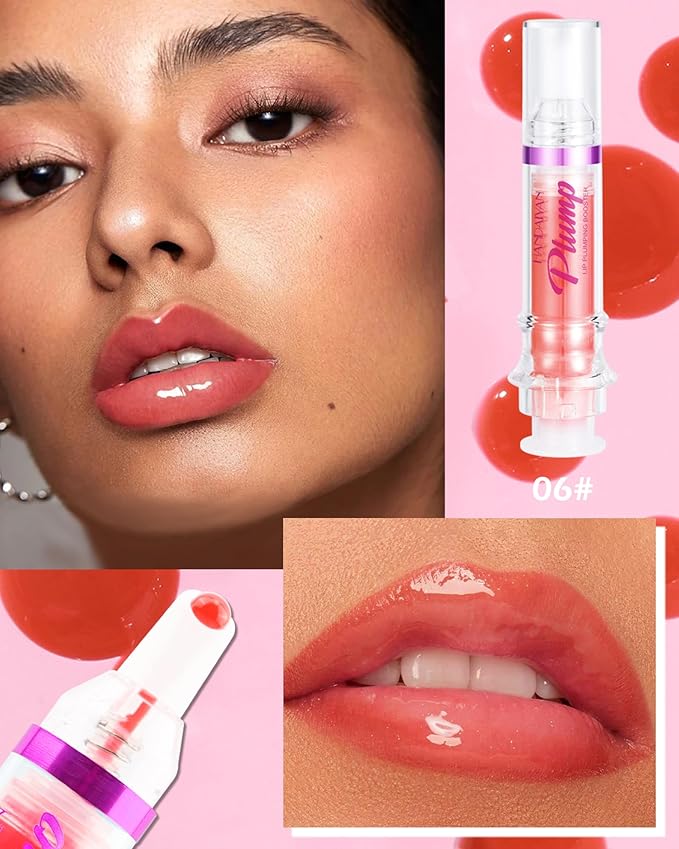 Spicy Lip Plumping Booster,Plumping Lip Oil with Chili Extract, High-Shine Smooth Fuller Lips, Hydrating & Volumizes Lip Glaze, Plump and Pout Lip Plumper Lipstick, Christmas Makeup Gift for Women-06#