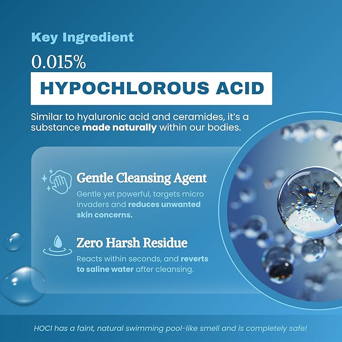 Hypochlorous Acid Spray – Eyelid Cleanser, HOCl Face & Skin Mist for Acne, Eczema & Irritation – Multi-Purpose Skin Repair – Post-Workout, Scalp & Sensitive Skin, Travel Size - 2 oz