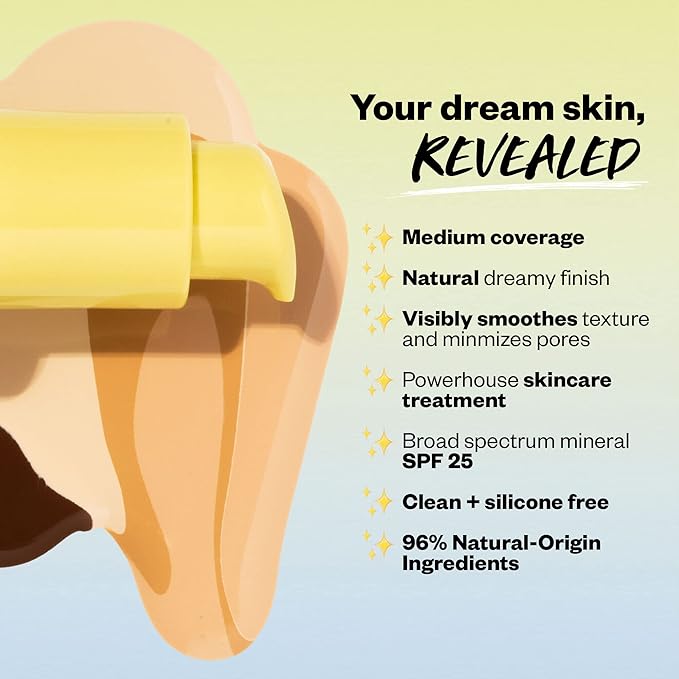 Kosas Revealer Skin-Improving Foundation with SPF 25 Protection - Hydrate, Brighten, Soothe, Plump, Protect Skin - Smoothing Texture, Natural Finish and Clean Formula - Medium Deep Neutral 320