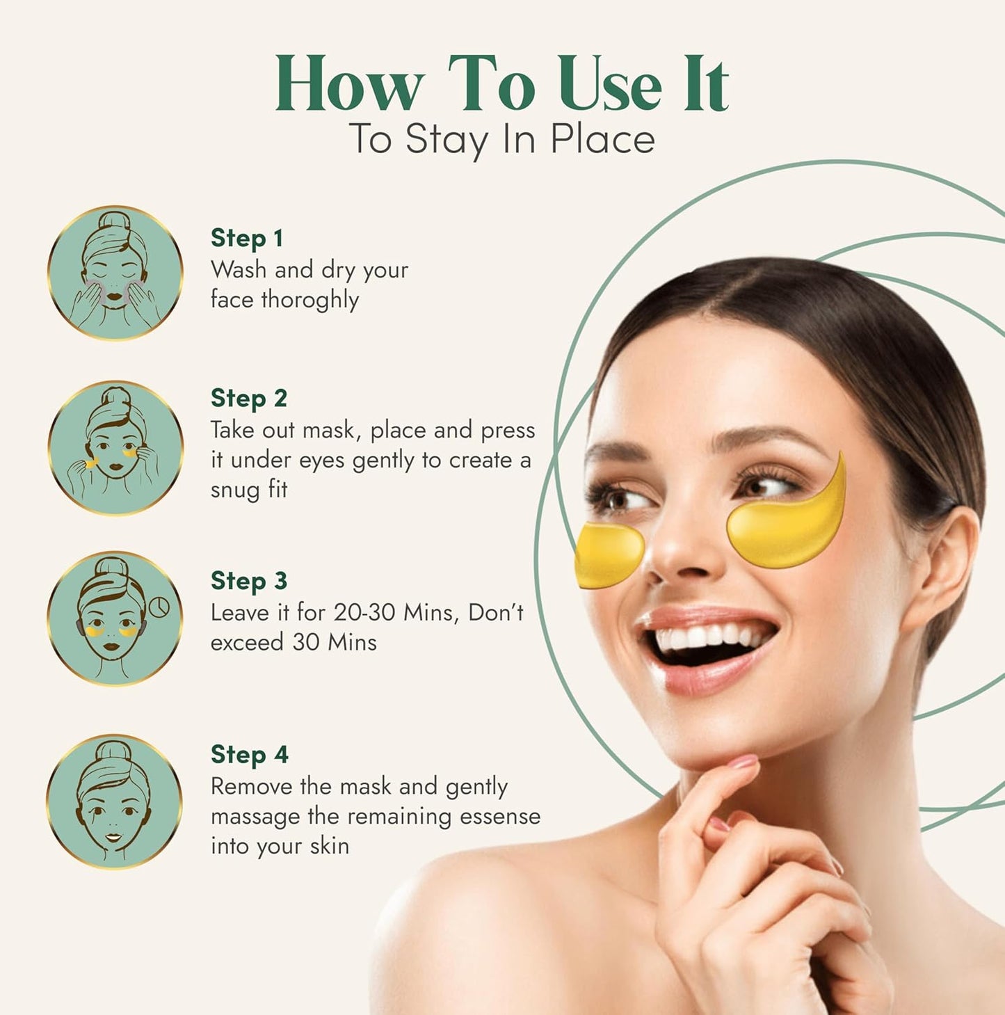 24K Gold Under Eye Patches For Puffy Eyes (36 Pairs Individually Wrapped) - Collagen Enriched Under Eye Masks for Dark Circles and Puffiness, Hyaluronic Acid Under Eye Mask Patches for Wrinkles