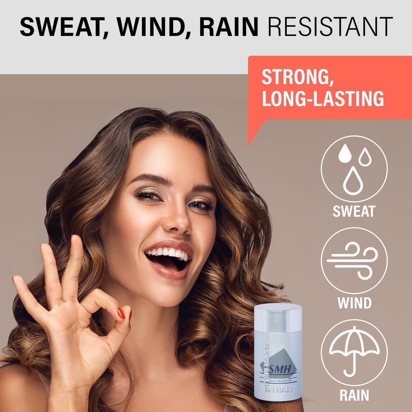 SMH Hair Fibers MADE IN JAPAN – Instantly Conceals Thinning Hair –Long-Lasting, Natural Look – Sweat, Water & Wind Resistant – For Men & Women (10g, Light Gray)