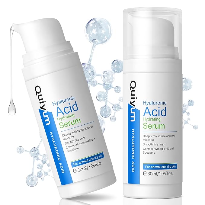 Hyaluronic Acid Serum for Face, Hydrating Face Serum for Dry Skin W/Hymagic-4D, Squalane, Vitamin C & E for Plumping, Hydrating & Anti-Aging Serum, Skin Care, 1.06fl.oz, Pack of 2