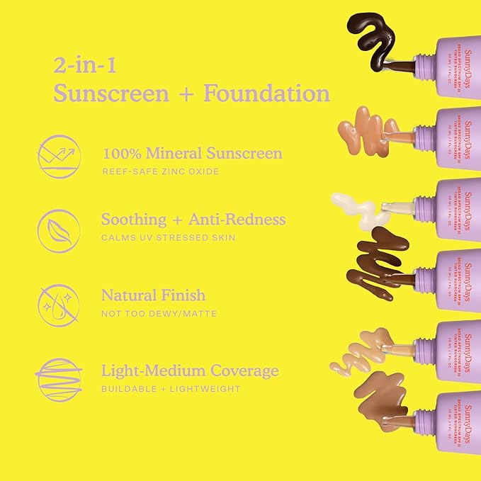 Tower 28 Beauty SunnyDays SPF 30 Tinted Mineral Sunscreen - For Sensitive Skin - 2-in-1 Facial Broad Spectrum UVA/UVB Protection + Foundation – Shade 20 MULHOLLAND, 1 Fl Oz