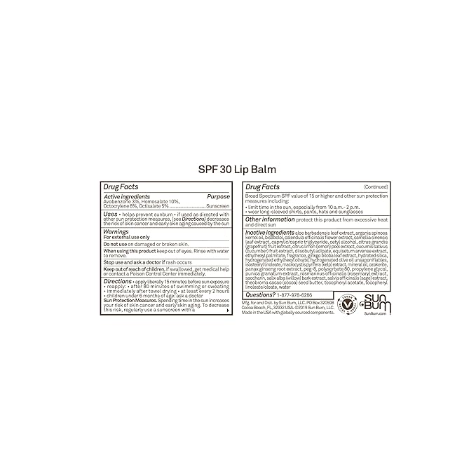 Sun Bum SPF 30 Sunscreen Lip Balm | Vegan and Cruelty Free Broad Spectrum UVA/UVB Lip Care with Aloe and Vitamin E for Moisturized Lips | Coconut Flavor |.15 oz