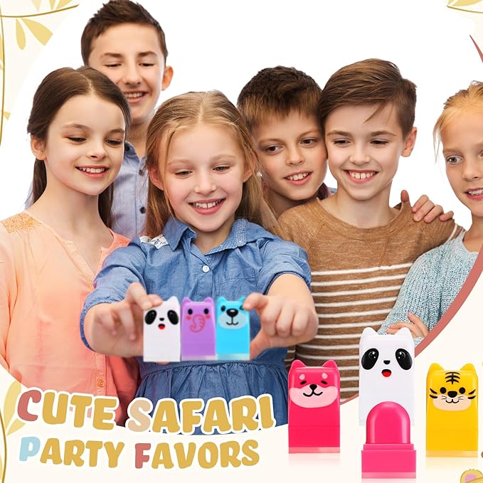 12 Pcs Farm Animals Birthday Lip Balm Gifts for Baby Shower Prizes Gift Baby Shower Favors Genger Reveal Gifts Zoo Theme Birthday Party Favors for Preschool Toddler Boy Girl Classroom Prizes